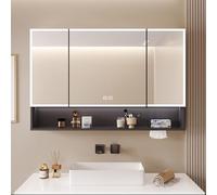 Smart Touch Armoire de salle de bain avec miroir et lumière LED anti-buée - Meuble de rangement mural avec distributeur de mouchoirs - Design moderne pour des espaces élégants
