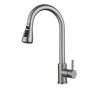 Smart Touch Sensor Kitchen Faucet with Pull Down Sprayer, Single Handle 304 Stainless Steel Sink Mixer Tap, Hot Cold Control 2 Water Flow Modes,Brushed Silver (Brushed Gold)