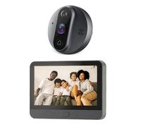 Smart Tuya 1080P WiFi Porte Cloche Oeil Judas CaméRa 5000MAh Audio 4.3 Pouces PIR FHD Infrarouge pour Alexa Google