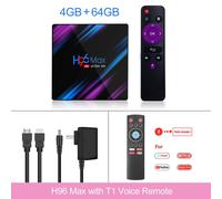 Smart TV Box Android 9.0 4K Media Player Netflix Youtube Option Assistant vocal Google, 4GB64GB Commande vocale