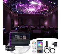 Smart Twinkle Meteor RGBW Kit d'éclairage à fibre optique LED,tête d'affiche Starlight télécommandée APP RF avec câble fibre optique mixte 498pcs 3m pour éclairage d'étoile de plafond de cinéma maison