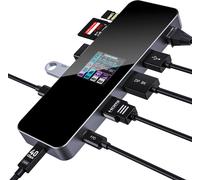 Smart Usb-C Hub 10-En-1, Double Écran 4K@60Hz, Pd 3.0 100W, Ethernet Rj45, 2 Usb 3.2, 2 Usb 2.0, Uhs-Ii Tf/Sd, Station D'Accueil Usb C Pour Macbook Pro/Air, Dell Xps, Gris