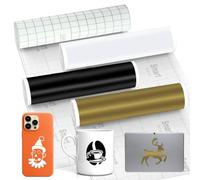 Smart Vinyl - Lot de 4 rouleaux de film de transfert en vinyle intelligent permanent pour Cricut Explore 3/Maker 3 - 33 x 100 cm - Pour bricolage des tasses, décoration de bricolage (noir + blanc +