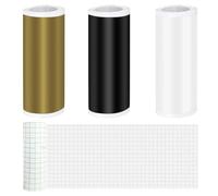 Smart Vinyl - Lot de 4 rouleaux de film de transfert permanent en vinyle intelligent - Pour Cricut Joy - 14 x 200 cm - Pour bricolage de tasses - Décoration artisanale (noir + blanc + doré + film de