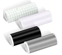 Smart Vinyl - Lot de 4 rouleaux de vinyle adhésif permanent - Pour Cricut Joy - 14 cm x 200 cm - Convient pour décorer des tasses, des bouteilles d'eau (noir, blanc, argent, film de transfert)