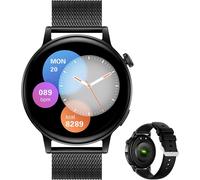 Smart Watch For Men Women Round Smartwatch Sport Smart Watch Waterproof Activity Trackers For Iphone Android With Answer/Make Call And Read Messages (Black)