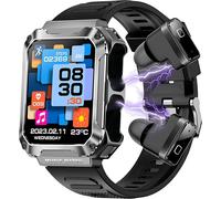 Smart Watch With Bluetooth Earbuds, Activity Tracker Watch, Waterproof Sports Watch With Blood Oxygen Sport Monitor (T93-Silver)