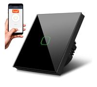 Smart WiFi Touch Interrupteur d'éclairage Compatible avec Tuya APP Interrupteur mural Verre Interrupteur avec changement de couleur LED rétro-éclairage Interrupteur encastrable 85x85mm (1-fois angulai