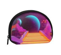 Smart Wolf Porte-monnaie - Mini porte-monnaie pour pièces de monnaie, clés, rouge à lèvres et essentiels avec fermeture éclair, Sci Fi Planet, One Size, Tendance