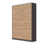 SMARTBett Standard 140x200cm Vertical Anthracite/Chene Sauvage | Lit Escamotable, Lit Mural, Lit Rabattable, Lit Pliant, Lit Armoire, Lit Pliable