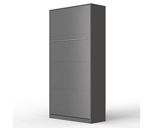 SMARTBett Standard 90x200cm Vertical Anthracite | Lit Escamotable, Lit Mural, Lit Rabattable, Lit Pliant, Lit Armoire, Lit Pliable