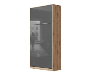 SMARTBett Standard 90x200cm Vertical Chene Sauvage/Anthracite Brillant | Lit Escamotable, Lit Mural, Lit Rabattable, Lit Pliant, Lit Armoire, Lit Pliable