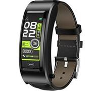 Smartbluetooth montre B77 bracelet en cuir noir sport santé sang oxygène
