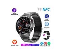 Smartbluetooth montre GT4PRO argent acier + bracelet adhésif sport sommeil sain 105