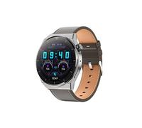 Smartbluetooth montre HK46 cuir argenté + bracelet silicone sport santé blood oxygen