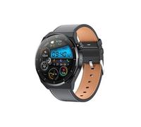 Smartbluetooth montre HK46 cuir noir + bracelet silicone sport santé blood oxygen