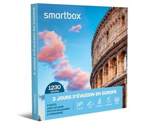 Smartbox - Coffret cadeau 3 jours d'évasion en Europe - Idée cadeau voyage - Deux nuits avec ou sans petits-déjeuners pour 2