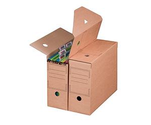 Smartbox Pro Set de 10 boîtes à archive avec fond automatique pour dossiers suspendus Marron