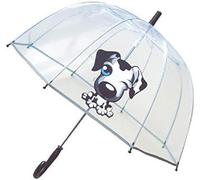 SMARTBULLE Parapluie Enfant Transparent Cloche - Bordure Fluorescente : Résistant au Vent ; Diamètre=71cm ; Ouverture Manuel ; Parapluie Garçon ; Motif : Chien