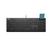 Smartcard Wired Keyboard II - Clavier - taille complète, disposition à 3 zones - USB - AZERTY - Français - noir - boîtier marron - CRU