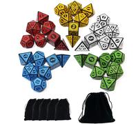 SmartDealsPro Jeu de dés polyédriques double couleurs avec pochettes pour D&D DND RPG MTG Donjons et Dragons Jeu de table D4 D6 D8 D10 D% D12 D20 (5 couleurs rétro)