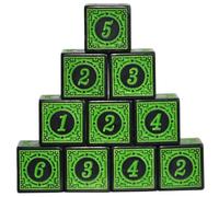 SmartDealsPro Lot de 10 dés D6 à six côtés 16 mm pour DND MTG PRG Wow jeu de table enseignement des mathématiques (lettre verte)