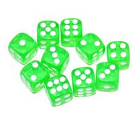 SmartDealsPro Lot de 10 dés transparents D6 à six faces de 16 mm pour DND, MTG, RPG, Tenzi, Yahtze, Bunco, jeux de table et enseignement des mathématiques (vert translucide)