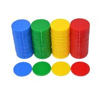 SmartDealsPro Lot de 100 jetons de poker en plastique opaques de 2,5 cm avec boîte de rangement (4 couleurs : rouge, jaune, bleu, vert)