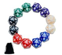 SmartDealsPro Lot de 12 dés à 20 faces D20 - Grandes matrices de dés polyédriques nacrés avec pochette pour jeux de table DND RPG MTG