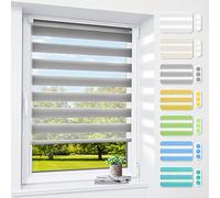 smartdemo Store Enrouleur Jour Nuit sans perçage, Facile à Montage, Double Tissu, Protection de Privée pour Fenêtre ou Porte,(Largeur du Tissu 70 cm), Gris,70l x 220L cm