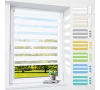 smartdemo Store Enrouleur Jour Nuit sans perçage, Facile à Montage, Double Tissu, Protection de Privée pour Fenêtre ou Porte,(Largeur du Tissu 90 cm), Blanc,90l x 140L cm