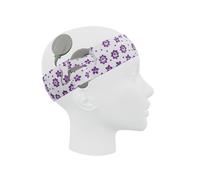 SmartEAR Bandeau Universel SmartEar pour Processeurs Audio et Implants Cochléaires - Confort et Protection - Résistant à la Poussière et à la Sueur - Blanc avec fleurs violettes, Taille M