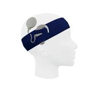 SmartEAR Bandeau Universel SmartEar pour Processeurs Audio et Implants Cochléaires - Confort et Protection - Résistant à la Poussière et à la Sueur - Bleu marine foncé, Taille L