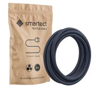 smartect Cable Electrique Textile Anthracite, Fil Electrique Tissu de 2 Mètres, 3 Conducteurs (3 x 0,75mm²) Cable Tissu Lampe pour Les Projets de Bricolage