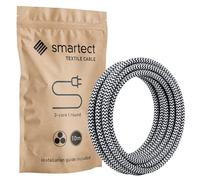 smartect Cable Electrique Textile Noir Blanc, Fil Electrique Tissu de 10 Mètres, 3 Conducteurs (3 x 0,75mm²) Cable Tissu Lampe pour Les Projets de Bricolage