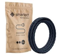 smartect Cable Electrique tordu Textile Anthracite, Fil Electrique Tissu de 10 Mètres, 2 Conducteurs (2 x 0,75mm²) Cable Tissu Lampe pour Les Projets de Bricolage
