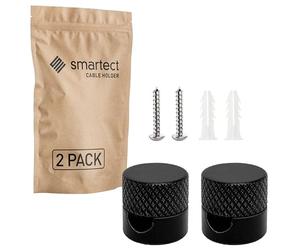 smartect Support Mural et plafonnier en Aluminium pour Câbles [2 pièces, Strié, Noir] Fixation au Plafond avec vis et chevilles, Support de Câble en saillie pour vos projets DIY
