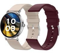 Smartee Duo Velvet ¿ Montre Connectée Amoled Écran 1,32¿ Appels Bluetooth 2 Bracelets Beige Et Rouge 100 Sports Batterie 7J, Charge Sans Fil Application De Contrôle Android/Ios