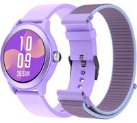 Smartee Duo Vivo¿Smartwatch Montre Intelligente De Couleur Violette Avec Bracelet Interchangeable,Cadran Rond Haute Définition 1.27¿,Appels Bluetooth,8 Jours De Batterie,100 Sports,Ip68