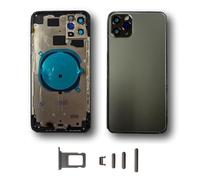 Smartex® Chassis Arriere en Verre + Coque + Tiroir SIM Compatible avec iPhone 11 Pro Max| sans Logo, sans Composants PRÉINSTALLÉS (Noir)