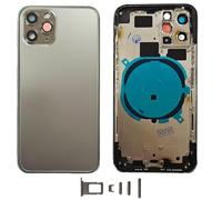 Smartex® Chassis Arriere en Verre + Coque + Tiroir SIM Compatible avec iPhone 11 Pro | sans Logo, sans Composants PRÉINSTALLÉS (Noir)