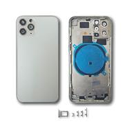 Smartex® Chassis Arriere en Verre + Coque + Tiroir SIM Compatible avec iPhone 11 | Pro sans Logo, sans Composants PRÉINSTALLÉS (Blanc)