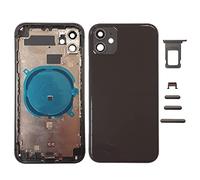 Smartex® Chassis Arriere en Verre + Coque + Tiroir SIM Compatible avec iPhone 11 | sans Logo, sans Composants PRÉINSTALLÉS (Noir)