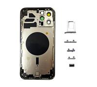 Smartex® Chassis Arriere en Verre + Coque + Tiroir SIM Compatible avec iPhone 12 Pro Max | sans Logo, sans Composants PRÉINSTALLÉS (Noir)