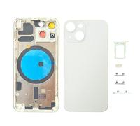 Smartex® Chassis Arriere en Verre + Coque + Tiroir SIM Compatible avec iPhone 13 Mini | sans Logo, sans Composants PRÉINSTALLÉS (Blanc)