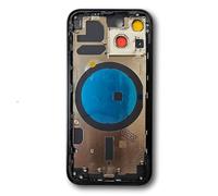 Smartex® Chassis Arriere en Verre + Coque + Tiroir SIM Compatible avec iPhone 13 Mini | sans Logo, sans Composants PRÉINSTALLÉS (Noir)