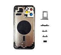 Smartex® Chassis Arriere en Verre + Coque + Tiroir SIM Compatible avec iPhone 13 Pro Max | sans Logo, sans Composants PRÉINSTALLÉS (Noir)