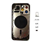 Smartex® Chassis Arriere en Verre + Coque + Tiroir SIM Compatible avec iPhone 13 Pro | sans Logo, sans Composants PRÉINSTALLÉS (Noir)