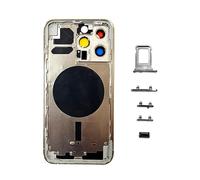 Smartex® Chassis Arriere en Verre + Coque + Tiroir SIM Compatible avec iPhone 13 Pro | sans Logo, sans Composants PRÉINSTALLÉS (Blanc)