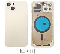 Smartex® Chassis Arriere en Verre + Coque + Tiroir SIM Compatible avec iPhone 13| sans Logo, sans Composants PRÉINSTALLÉS (Blanc)